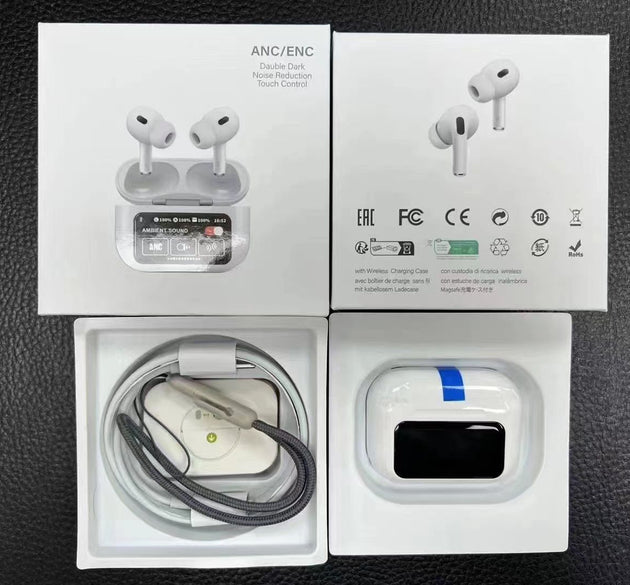 Airpods_Pro A9 ANC/ENC Dauble Dark Noise Reduction Battery Display Touch Control Bass Boosted Sound Quality Bluetooth Wireless Earbuds For Android and iOS/Airpods pro/Airpods pro black/Ambie/Airpods