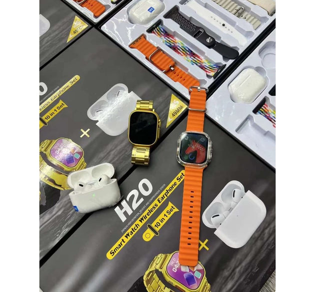 H-20 10 in 1 Smart Watch 2.02 inch high-definition large screen high configuration version strap + Airpods combination+case